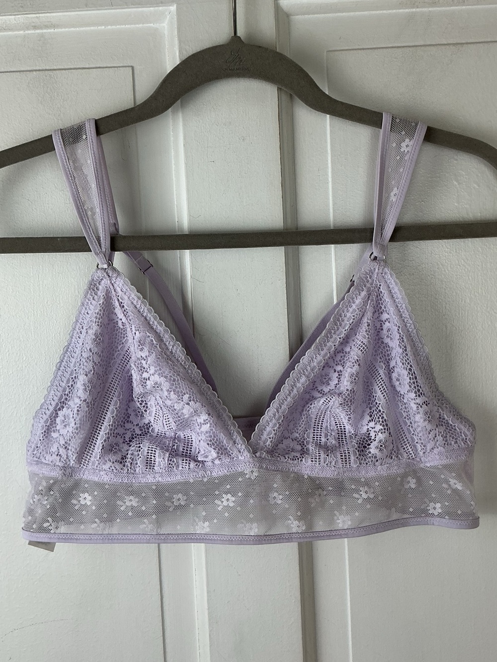 Aerie Longline Lace Bralette Sheer Floral Size L